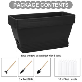 OSMOFUZE window box planter tray stores drained water to keep surfaces clean.