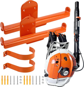 OSROENE backpack blower hanger mounted on wall for secure storage.