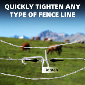 OSROENE barbed-wire tightener tool in action on sturdy fence