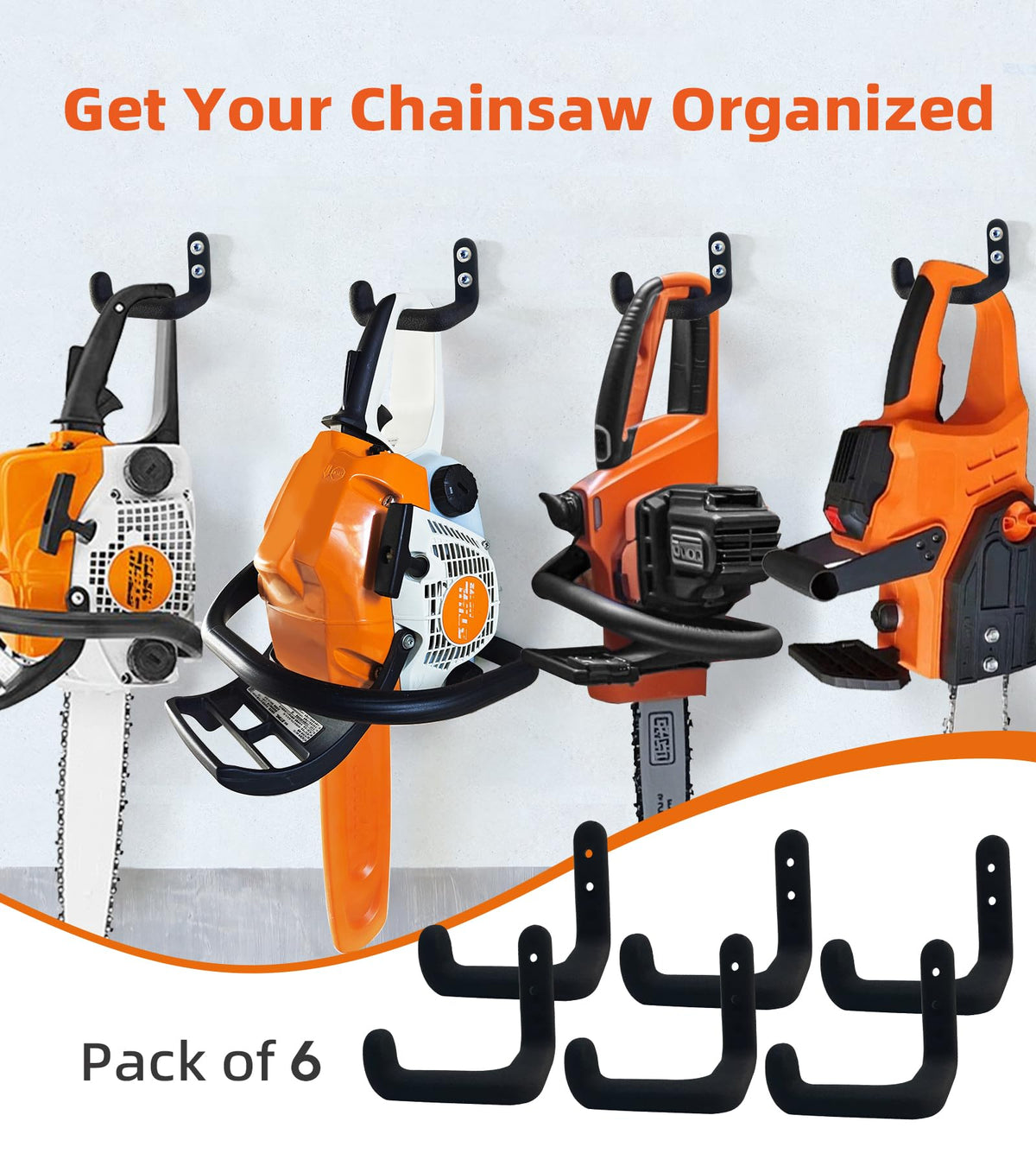 OSROENE heavy-duty chainsaw holder in steel for secure tool organization.