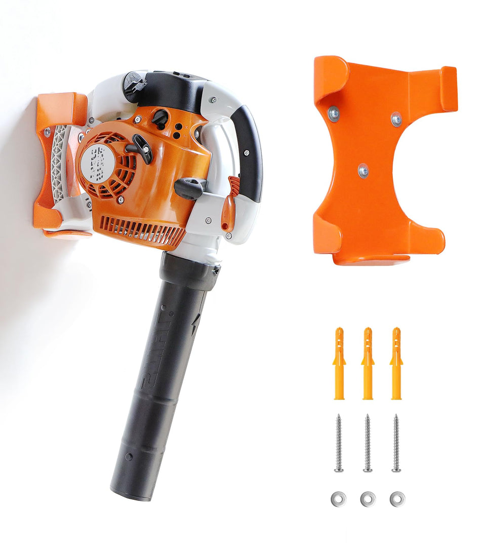 OSROENE leaf blower hanger wall mount secures your blower for easy access.