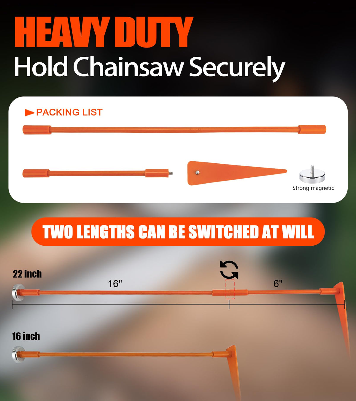 OSROENE magnetic base marker securely attaches to chainsaw bar