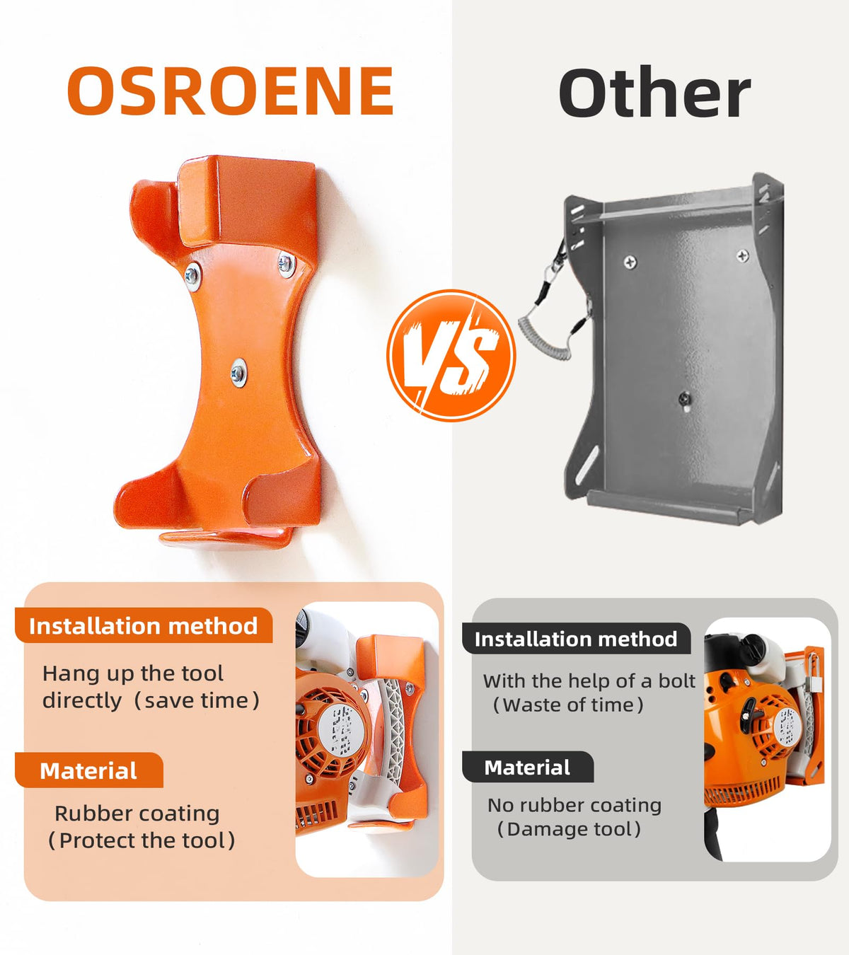 OSROENE rubber-coating-protection guards finish and prevents scratches during storage.