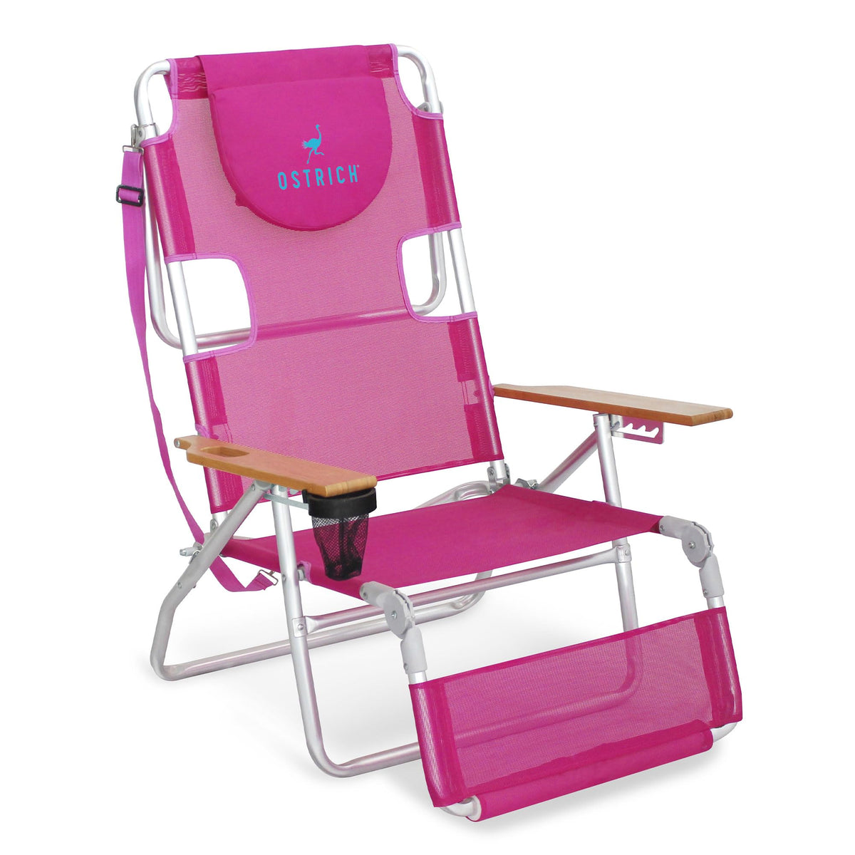 Ostrich Original 3N1 beach recliner with open-face cavity for comfortable sunbathing