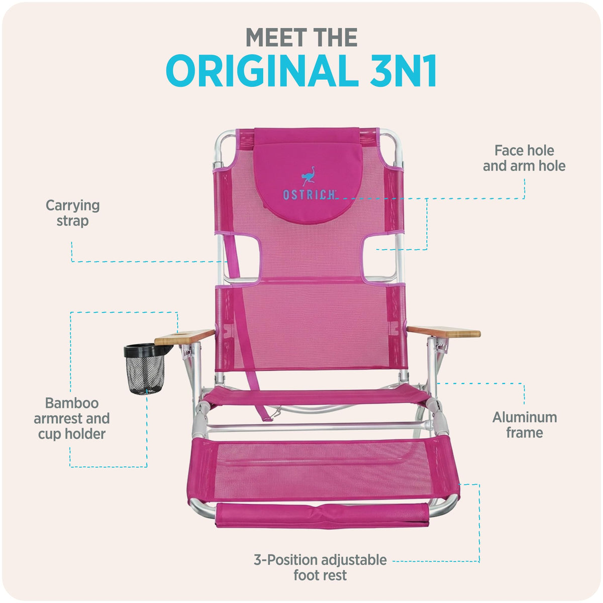 Ostrich Original 3N1 sits 12 inches off the ground for easy entry