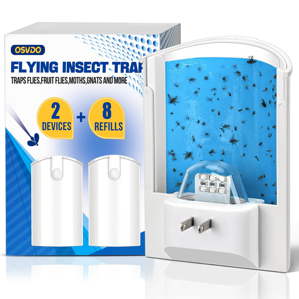 OSVDO indoor fly trap front view with compact plug-in design.