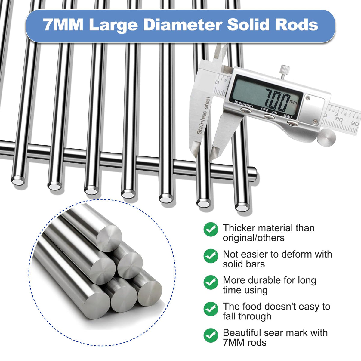 OTAMECE stainless-steel grates dimension view for Genesis II setup