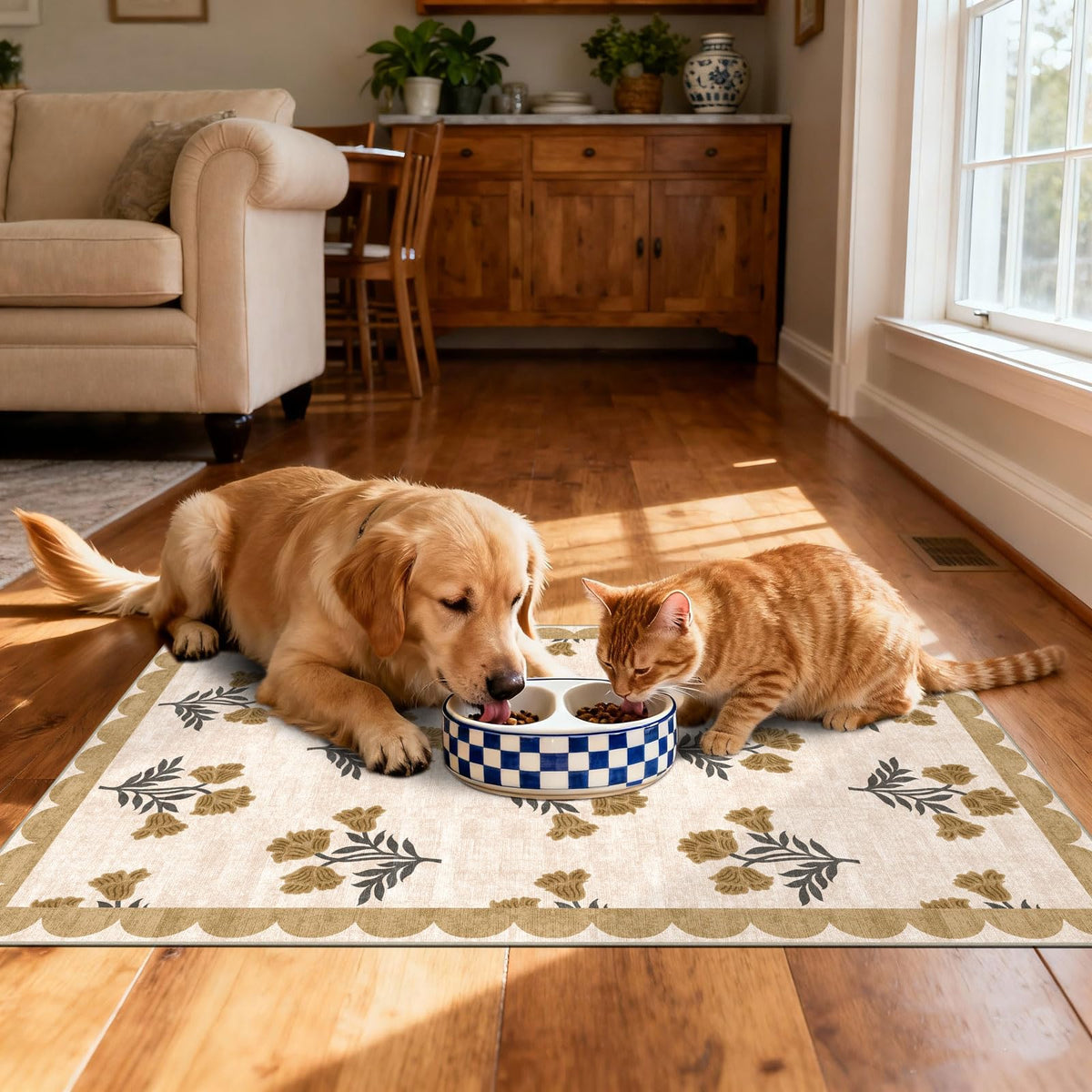 Othilic flat weave chenille door mat fits under doors and traps dust