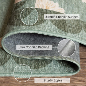 Othilic floral pattern indoor-outdoor mat enhances porch appeal while tolerating foot traffic.