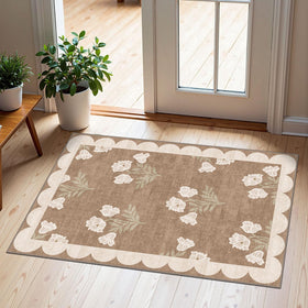 Othilic front door mat with floral pattern enhances entryway decor and durability.