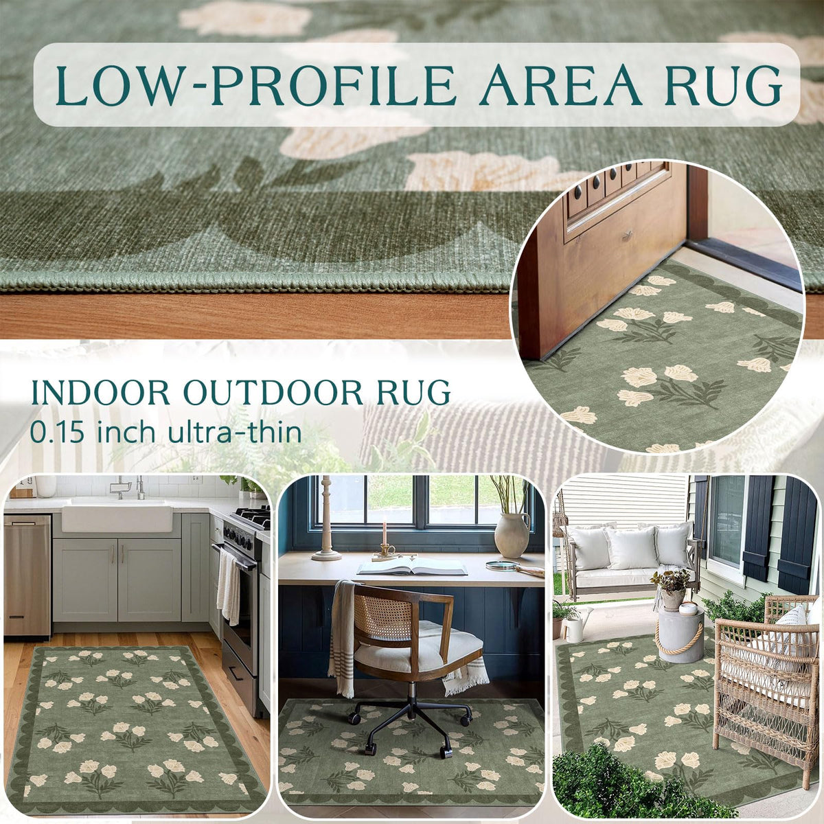 Othilic machine-washable porch rug simplifies cleaning after outdoor gatherings.