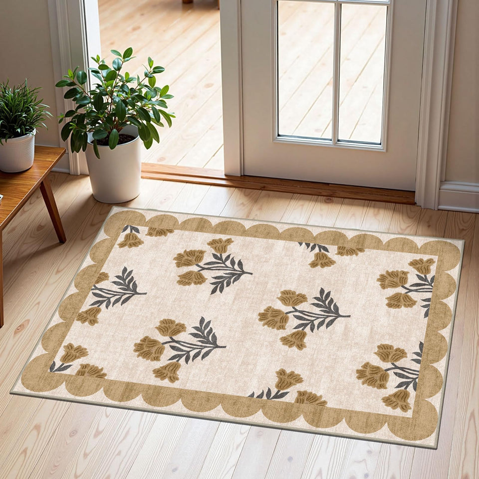 Othilic spring floral front door mat with welcoming blooms