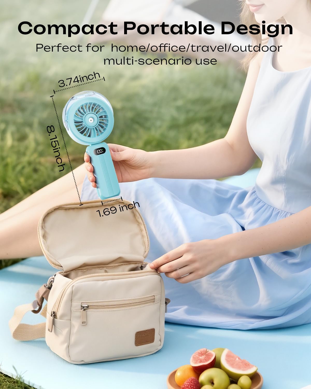 Otlonpe lightweight misting fan ideal for hot climates and outdoors.