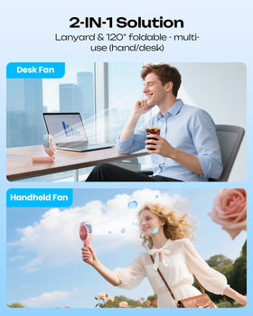 Otlonpe handheld misting fan USB-C charging for quick recharge.