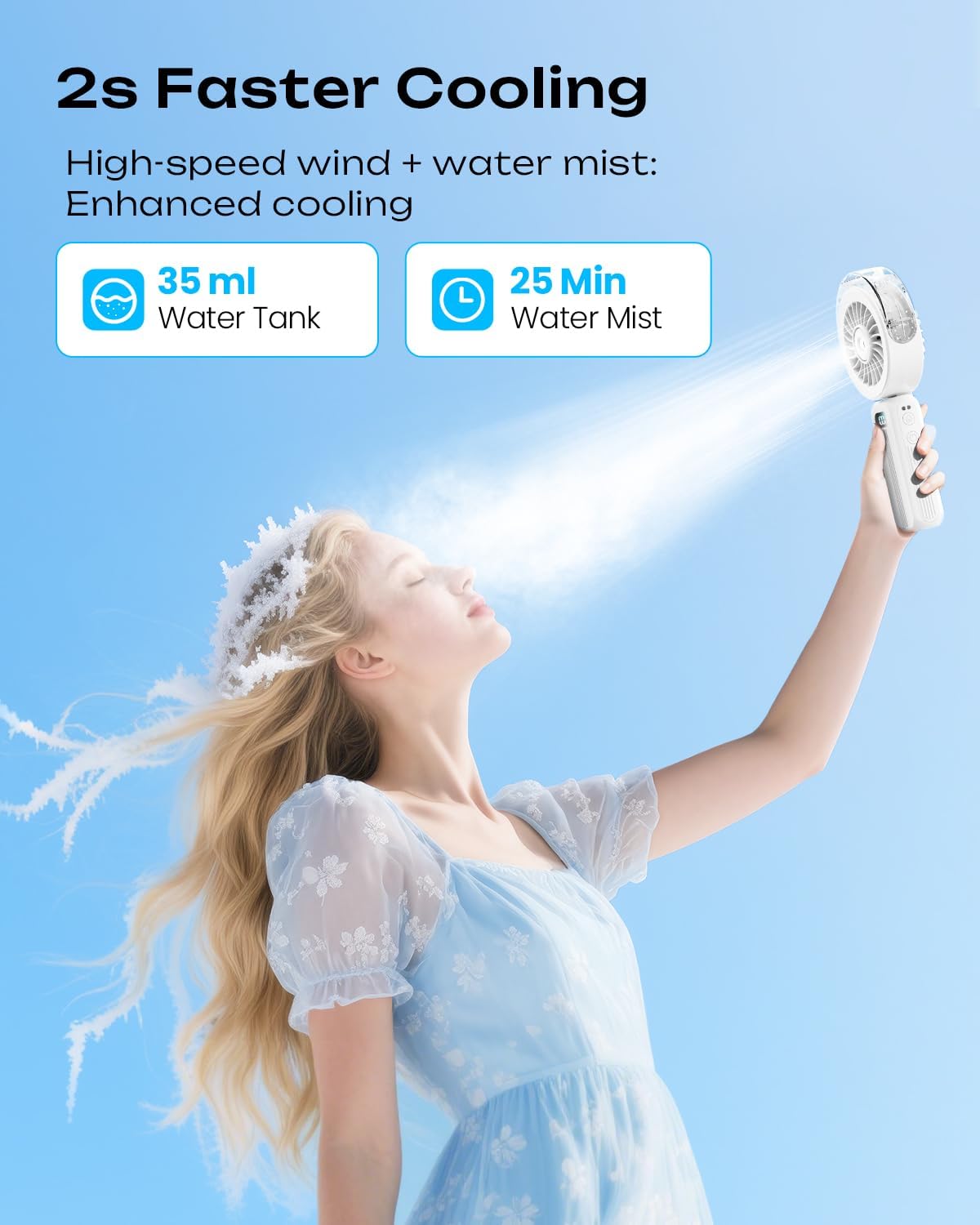 Otlonpe misting fan with 4-speed control for customizable airflow.