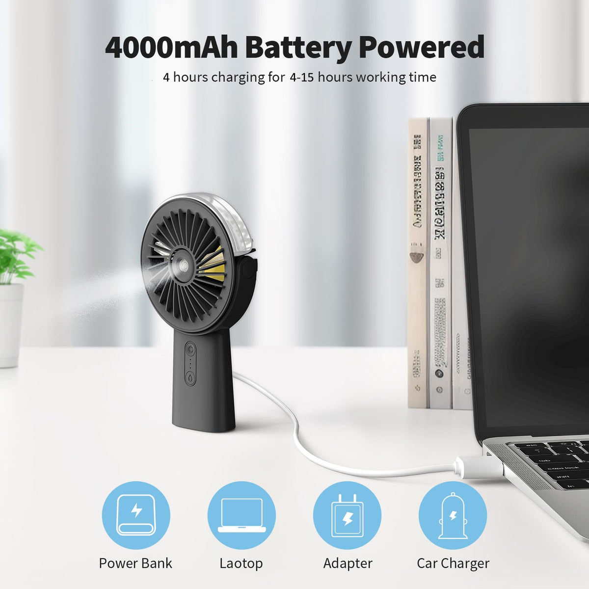 Otlonpe misting fan base desk-stand demonstrates stable setup for home or office