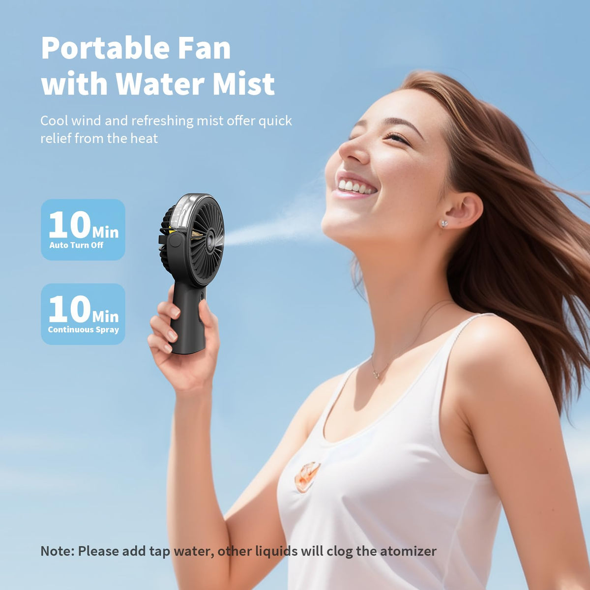 Otlonpe misting fan in-hand use highlights portable cooling wherever you go