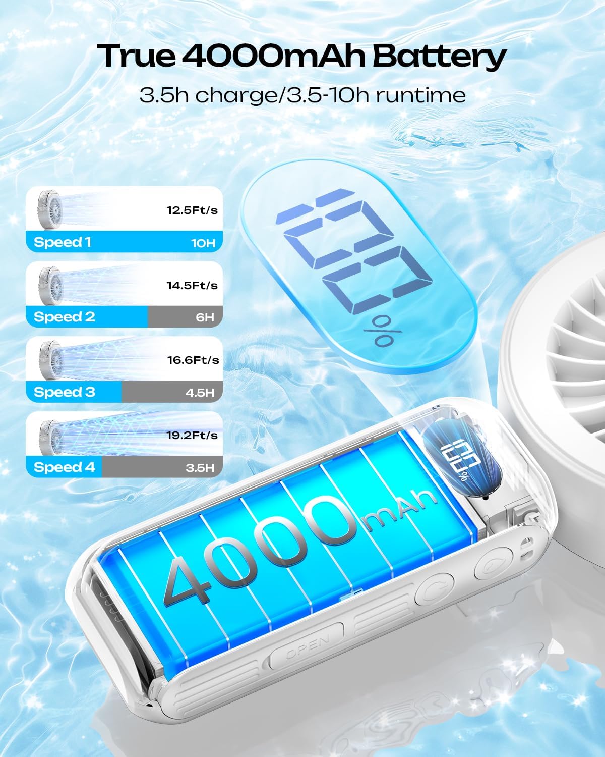 Otlonpe portable fan with lanyard for hands-free cooling.