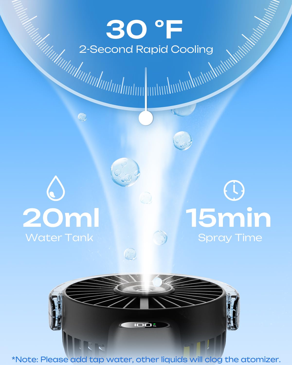 Otlonpe water tank spray shows 15 minute mist for refreshing breeze