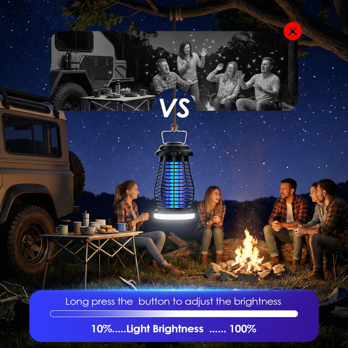 Otlotrte bug zapper is powered by a 4800mAh battery for long cordless use.