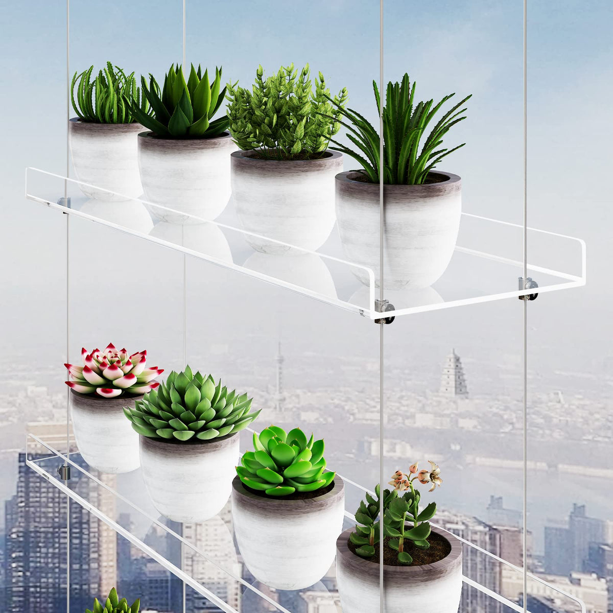OtNiap height-adjustable shelves using turnbuckles for customizable plant heights.