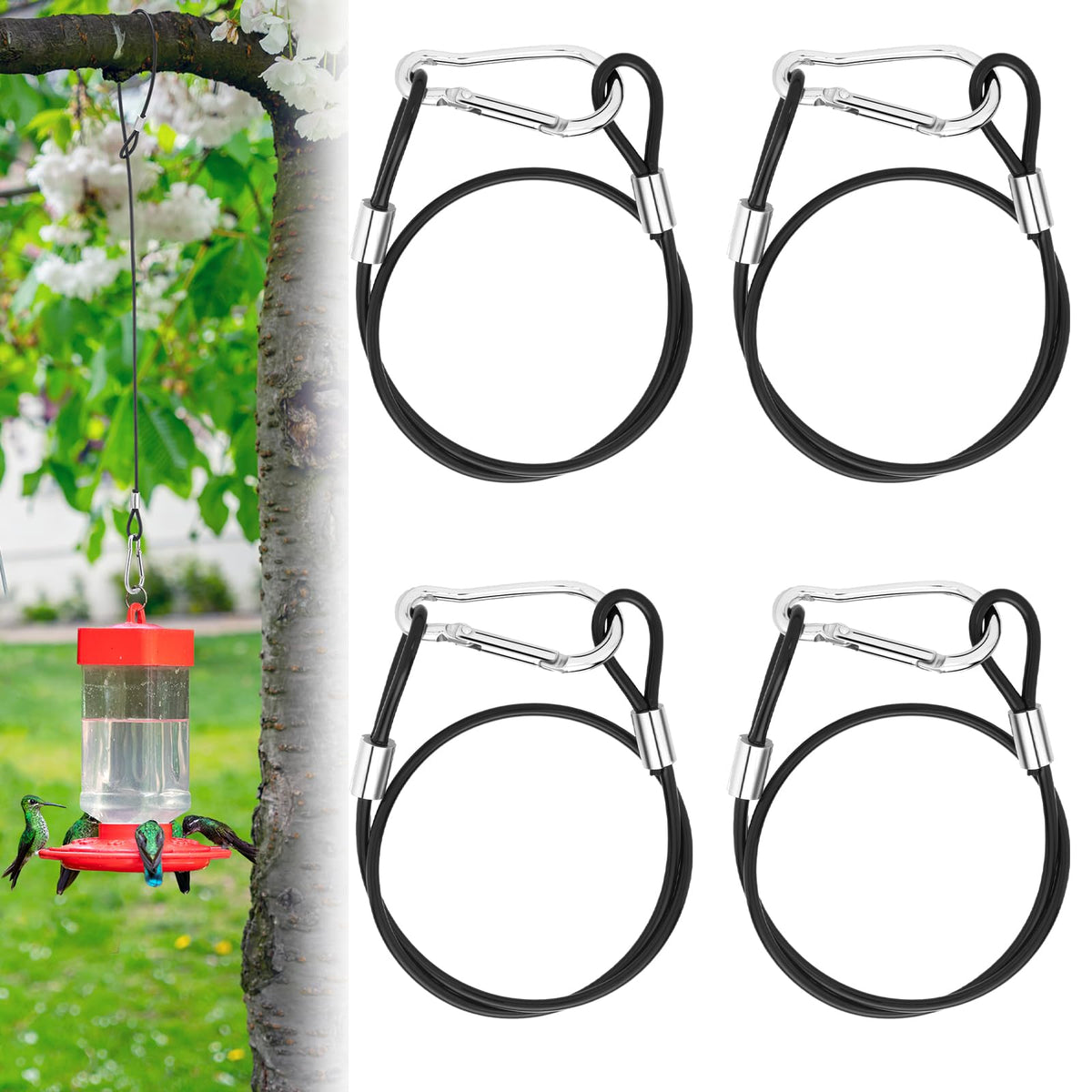 Otoolling bird feeder hook 18in close-up showing durable PVC-coated stainless steel for outdoors