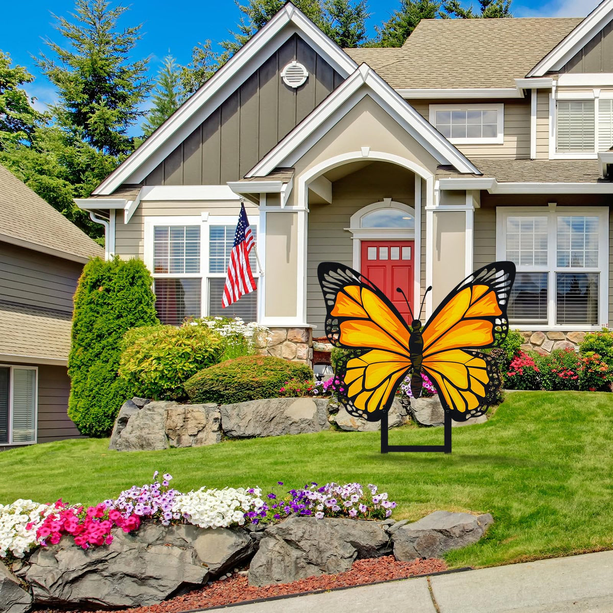 Otoolling outdoor butterfly garden decor fits patios and paths with soil insertion
