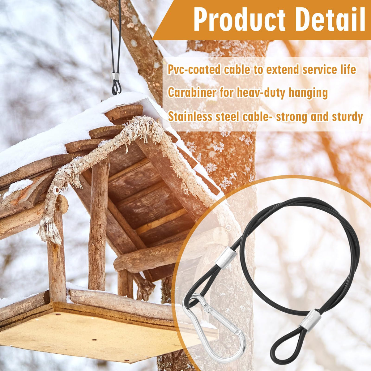 Otoolling stainless steel core cable close-up highlights strength for secure outdoor hanging
