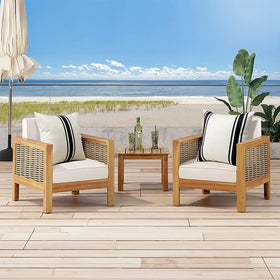 OTOSTAR garden decorative pillow cover complements outdoor seating with black geometry.
