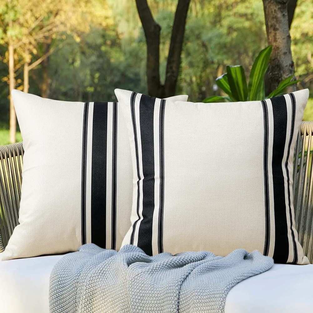 OTOSTAR outdoor pillow cover 18x18 in black with linen geometry for patio use.