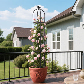 OTOSUNNY obelisk trellis supports cucumber vines in compact spaces