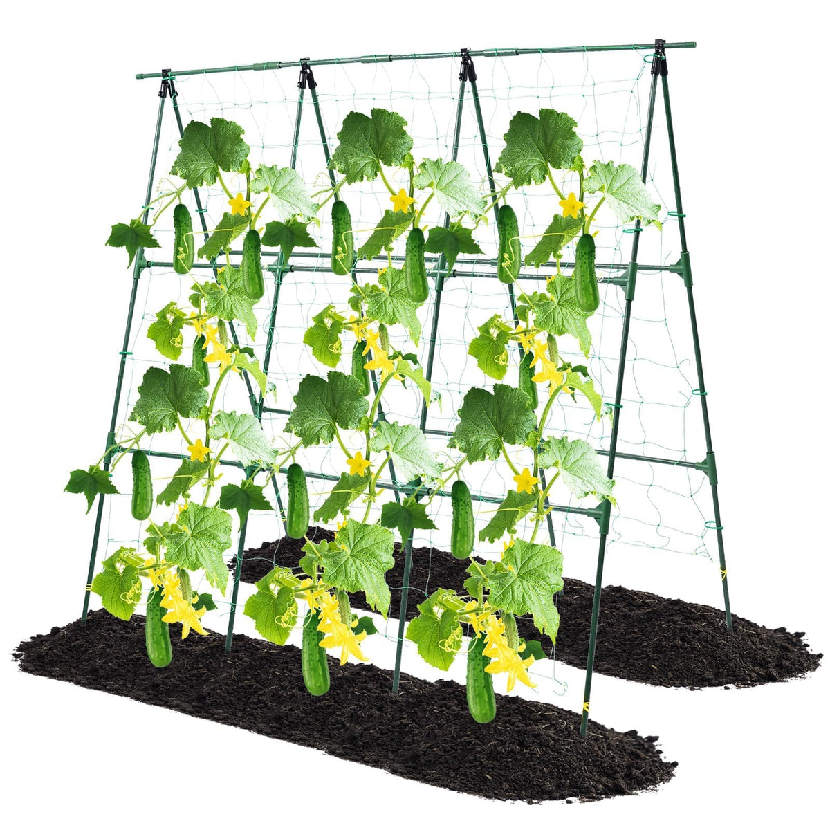 OTOSUNNY garden trellis with A-frame assembly showing adjustable width for space-saving setup