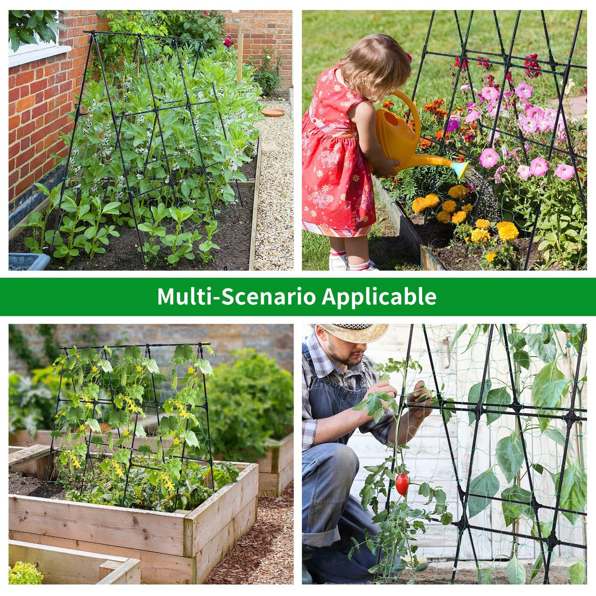 OTOSUNNY Garden Trellis in use boosts vertical growth for cucumbers, tomatoes, peas, and beans.