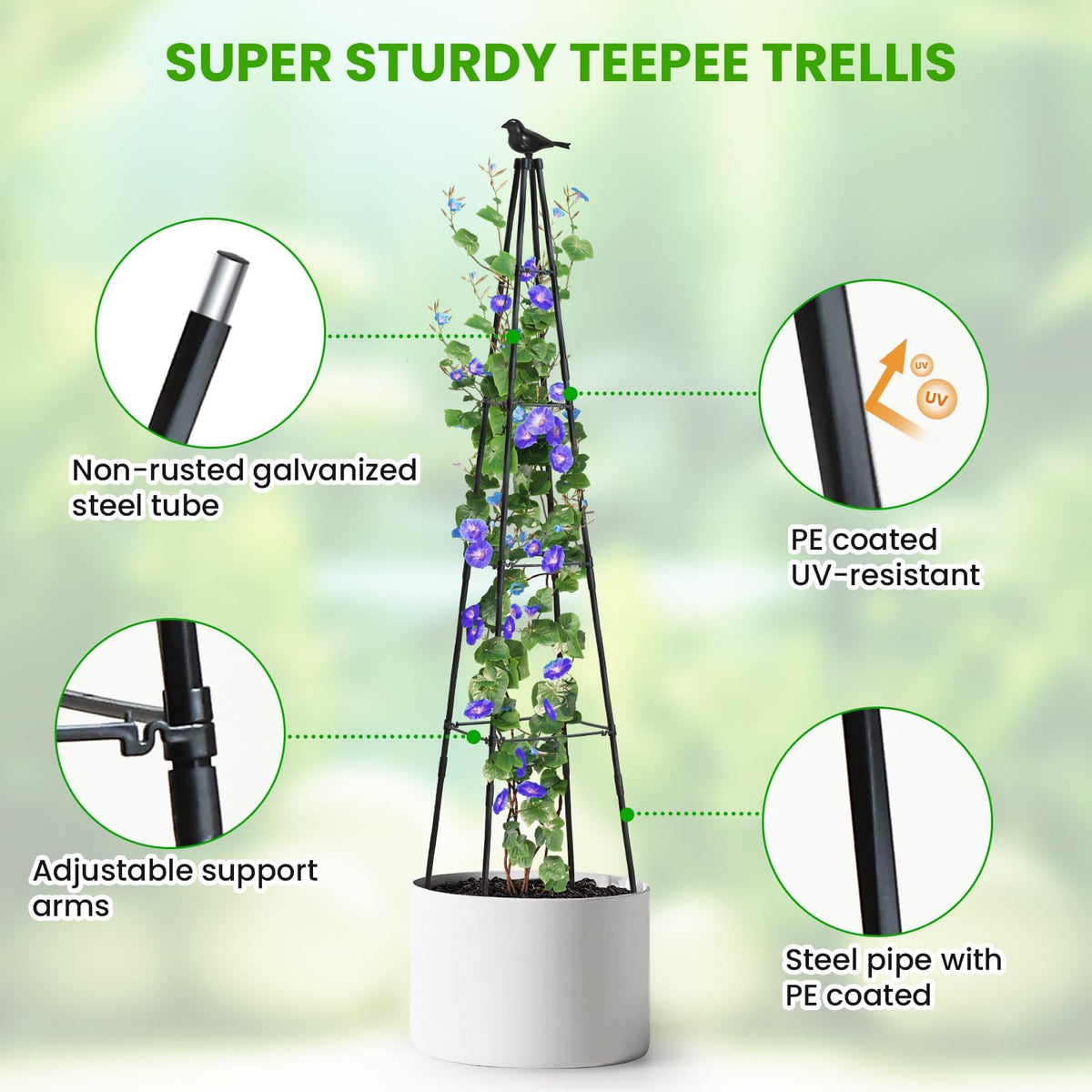 OTOSUNNY garden trellis obelisk 67inch easy assembly with clips, no tools needed