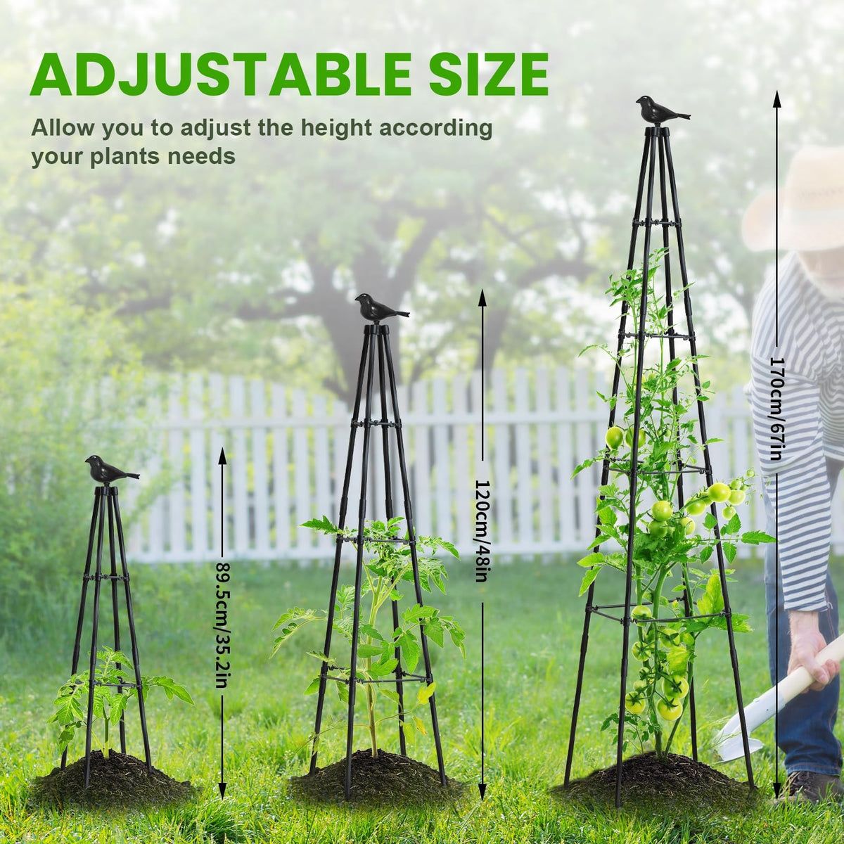OTOSUNNY garden trellis obelisk 67inch metal tubes with PE coating resist weathering