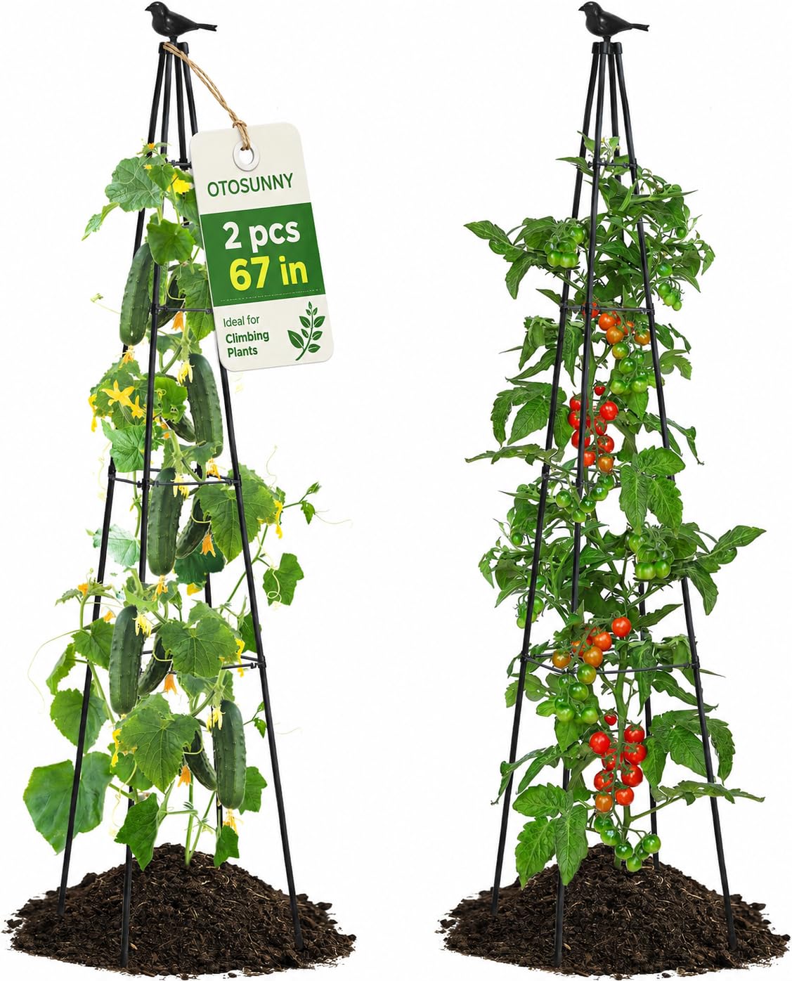 OTOSUNNY garden trellis obelisk 67inch top view ideal for vertical growth of climbing plants