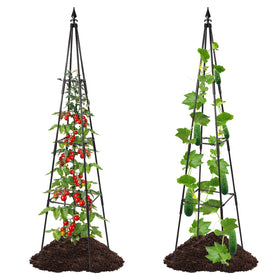 OTOSUNNY Garden Trellis Obelisk 67 inches tall supports tall vines with stable ground installation.