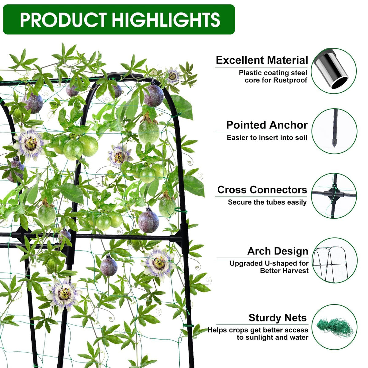 OTOSUNNY raised-bed trellis keeps cucumbers and beans organized vertically.