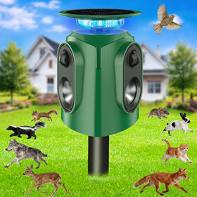 OTSEZE 360° solar ultrasonic repeller front view deters animals safely.