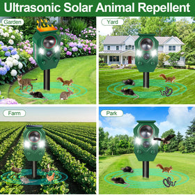 OTSEZE Solar Animal Repellent IP65 waterproof unit withstands rain.