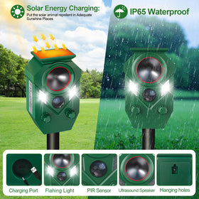 OTSEZE Solar Animal Repellent wall-mount demonstrates easy placement for coverage.
