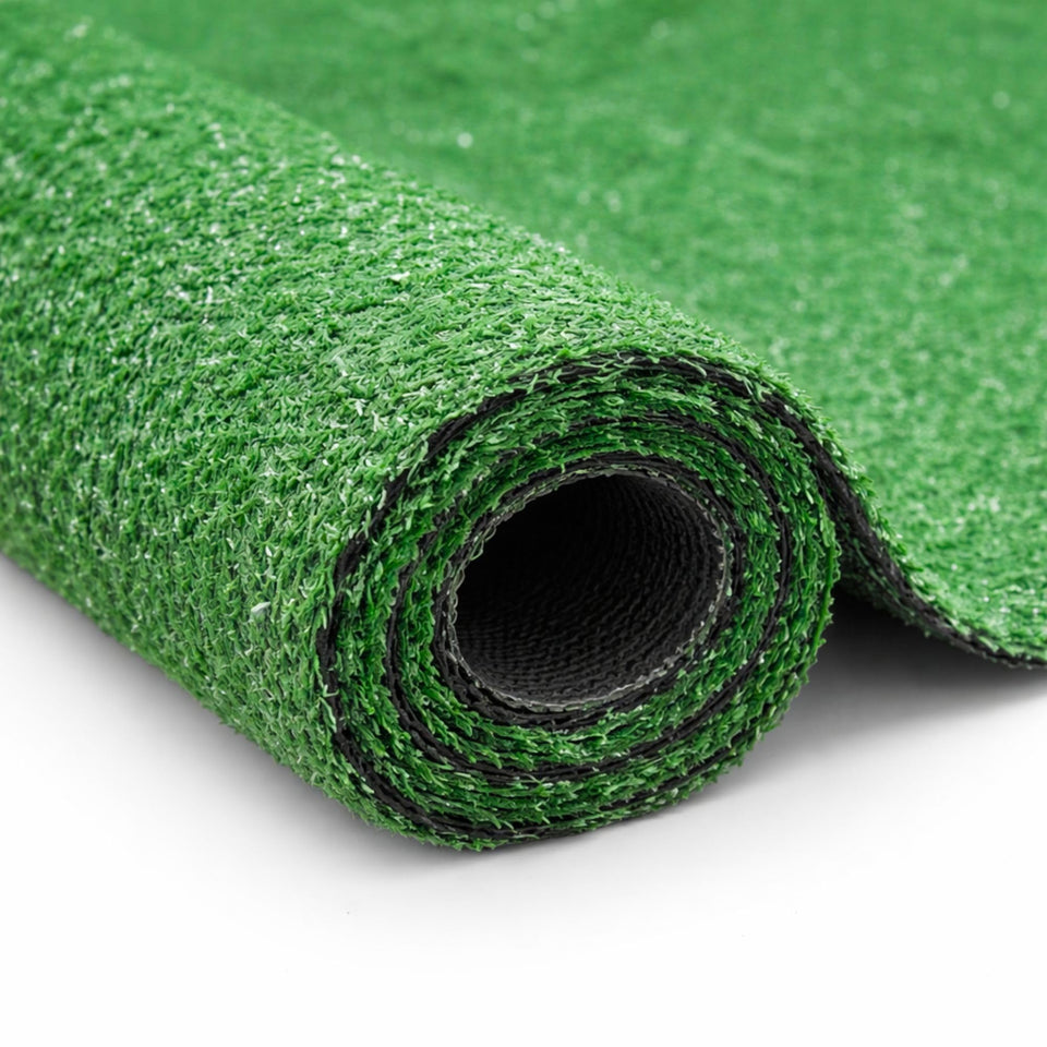 Ottomanson artificial grass turf 2'7x12 size for patio-ready surface.