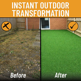 Ottomanson turf used as a patio balcony backdrop for photos.