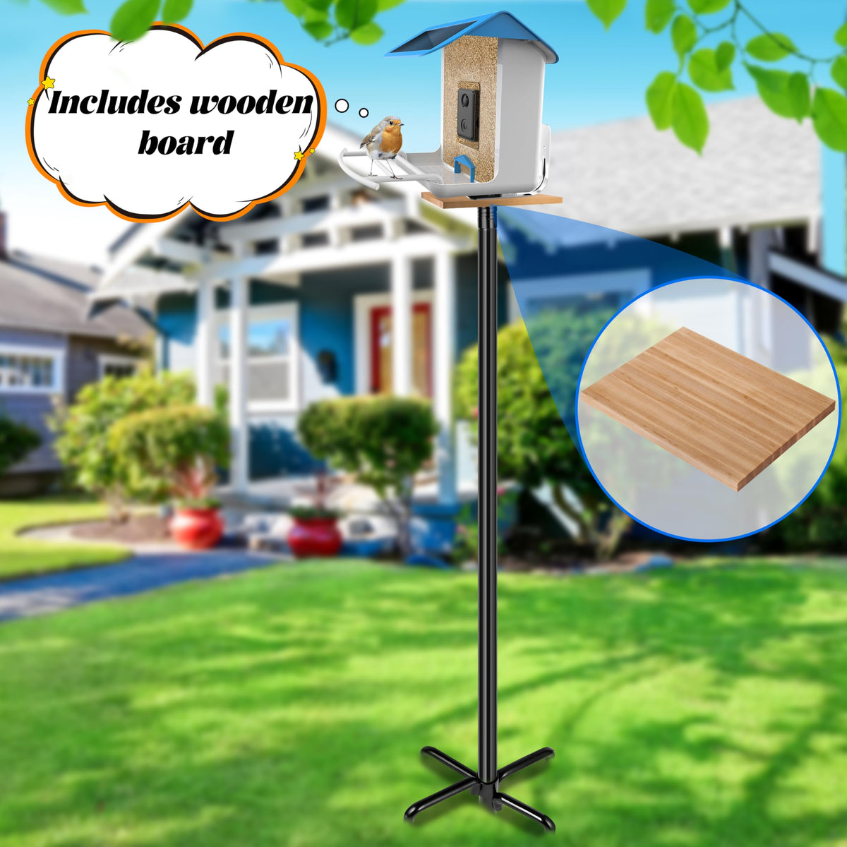 Ottsuls 3-in-1 bird feeder bracket supports ground, wall or fence mounting