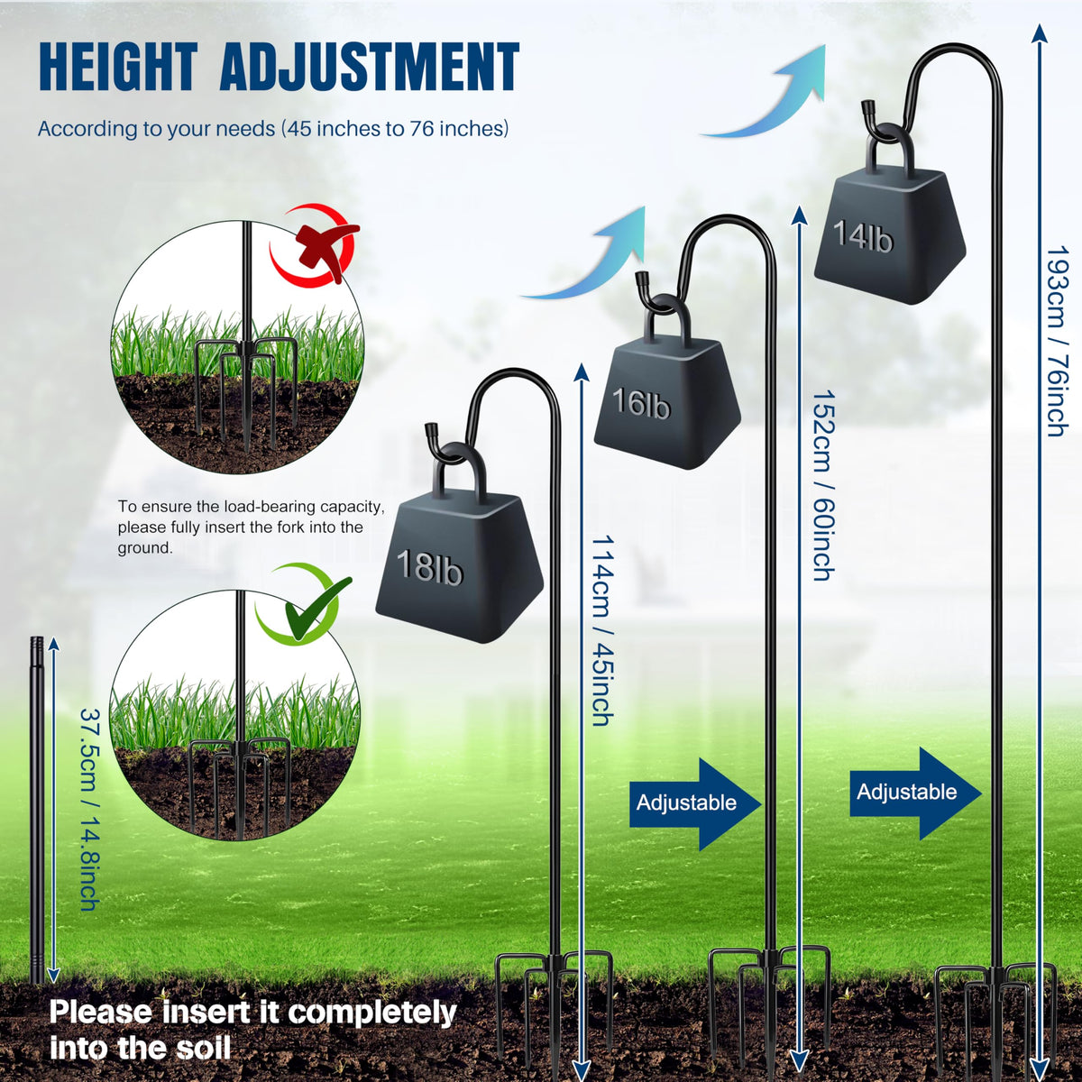 Ottsuls adjustable bird feeder pole assembly demonstrates quick setup for versatile outdoor hanging.