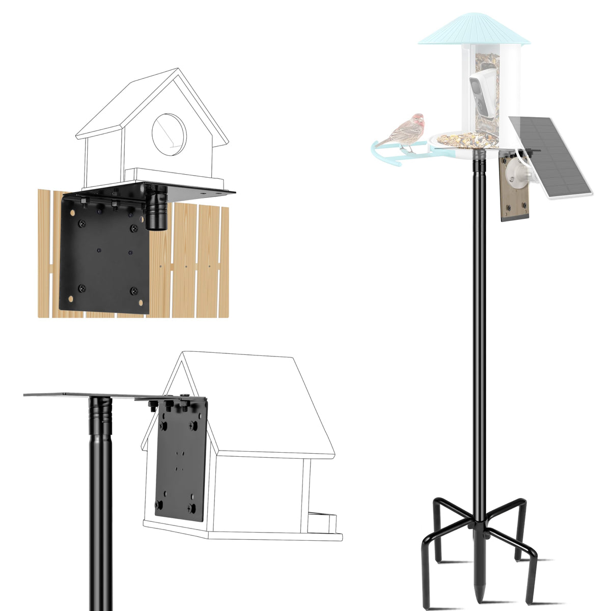 Ottsuls 109-inch bird feeder pole setup for stable outdoor viewing