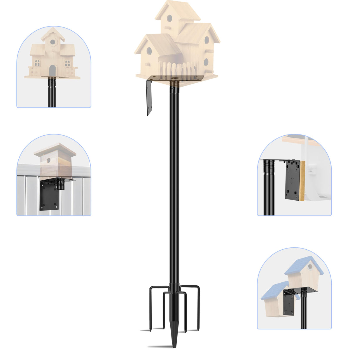 Ottsuls 92-inch bird feeder pole with wooden board for stable, year-round outdoor feeding.