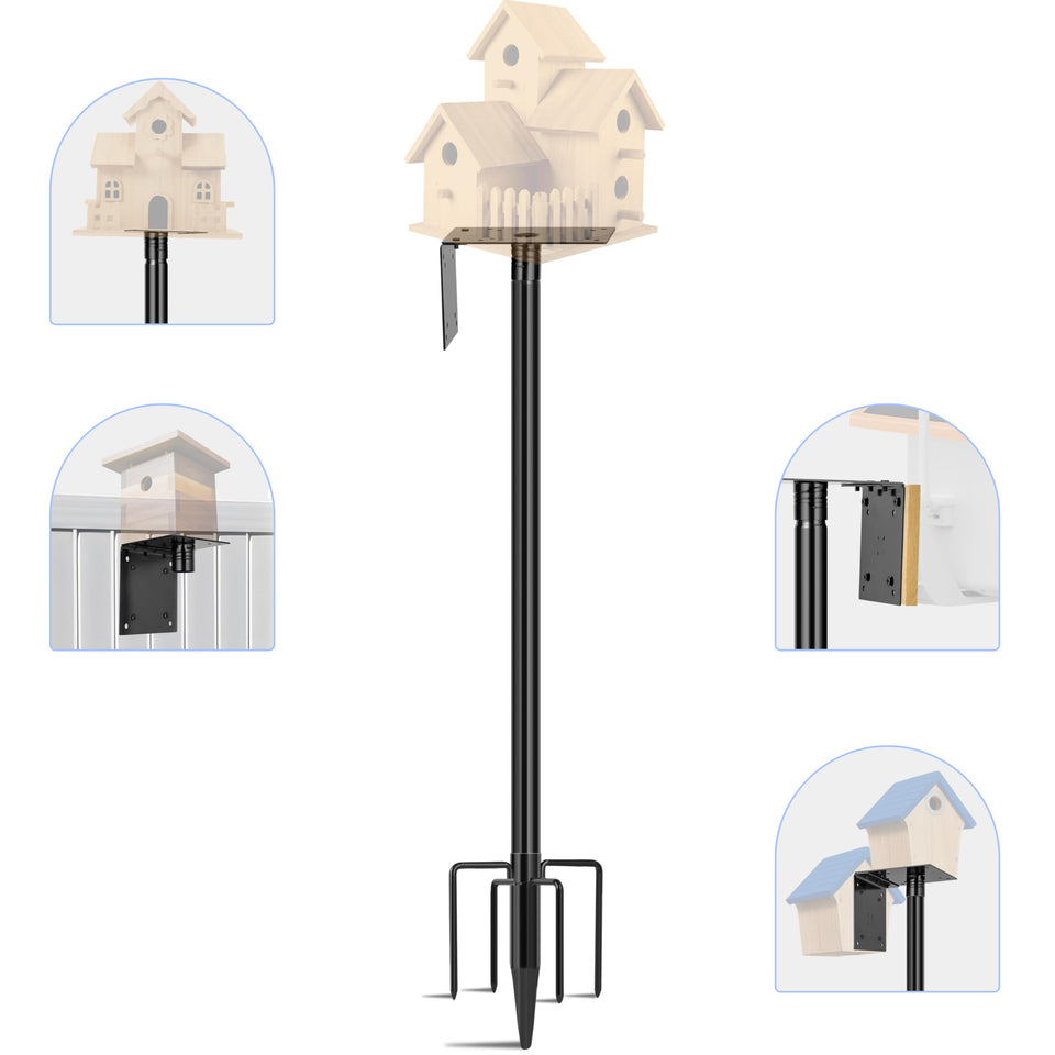 Ottsuls 92-inch bird feeder pole with wooden board for stable, year-round outdoor feeding.
