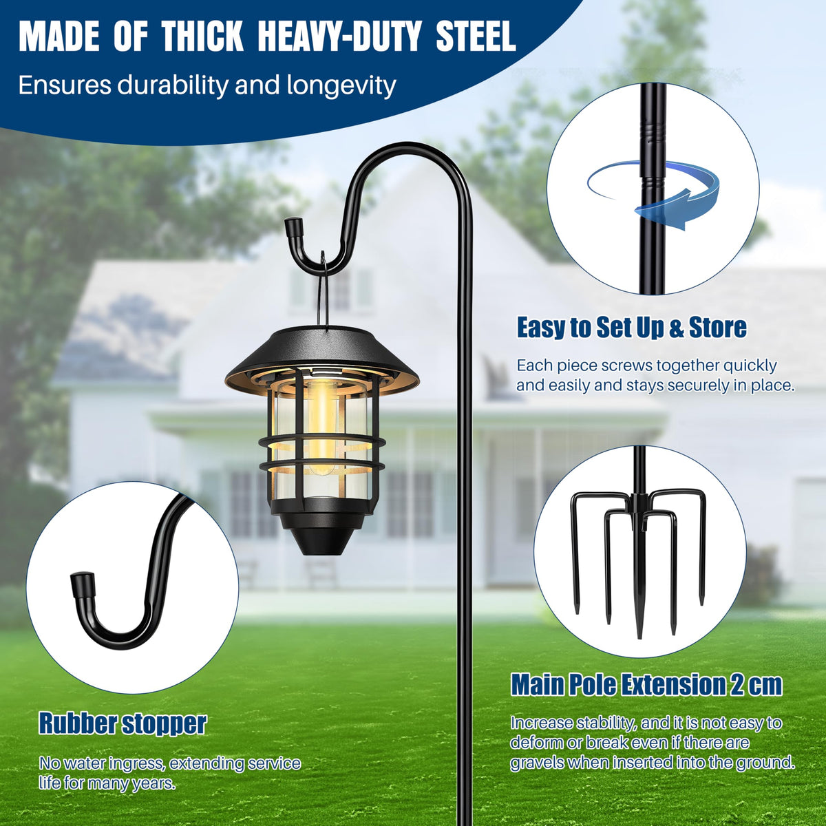 Ottsuls heavy-duty bird feeder pole rises to 60 inches for elevated displays.