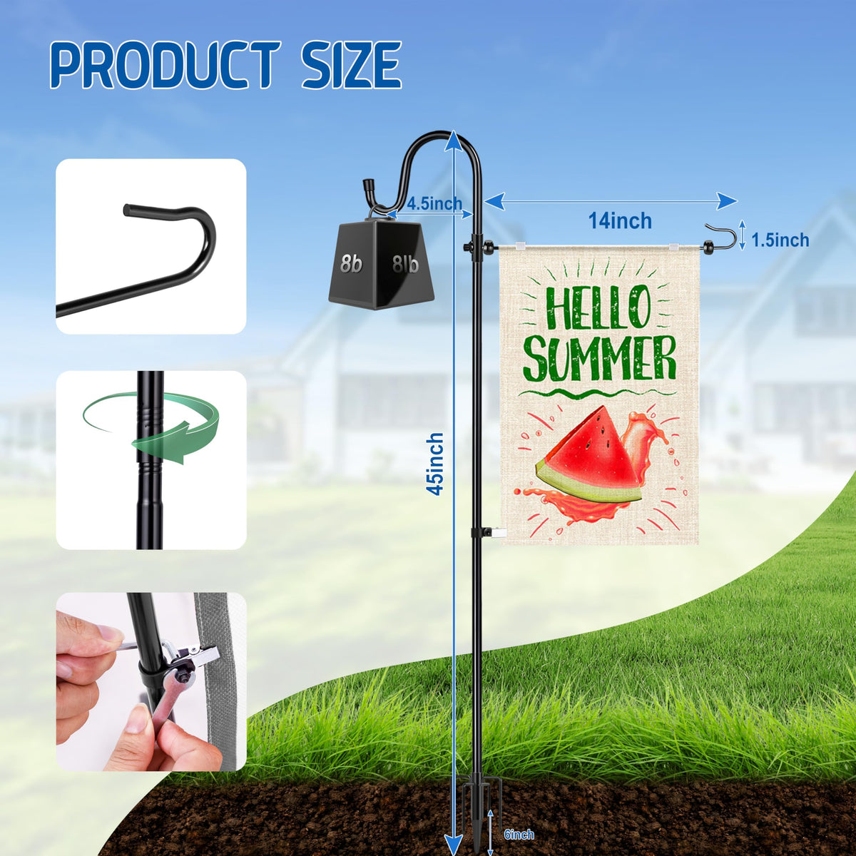 Ottsuls heavy-duty flag pole holder supports flags securely during gusts.